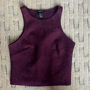 Forever 21 Floral Lace Tank Top Textured Racerback Sleeveless Burgundy Size S